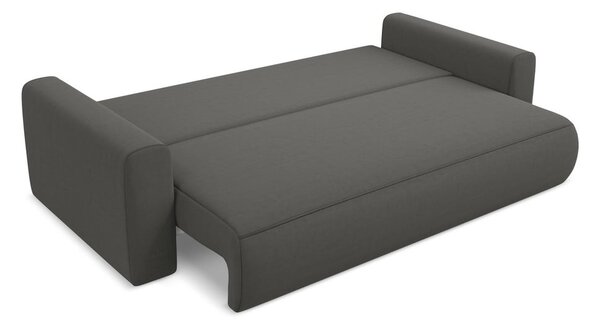 Ciemnoszara aksamitna rozkładana/ze schowkiem sofa 238 cm Kapua – Makamii