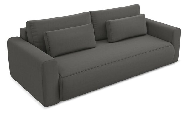 Ciemnoszara aksamitna rozkładana/ze schowkiem sofa 238 cm Kapua – Makamii