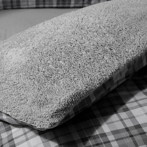 Szara pościel jednoosobowa z materiału sherpa 135x200 cm Cosy Sherpa Check – Catherine Lansfield