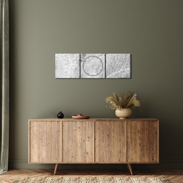 Obraz - Trawa pampasowa N⁰1 (z zegarem) (90x30 cm)