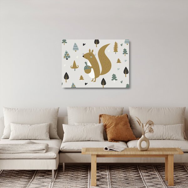 Obraz na szkle - Wiewiórka z orzechem (70x50 cm)