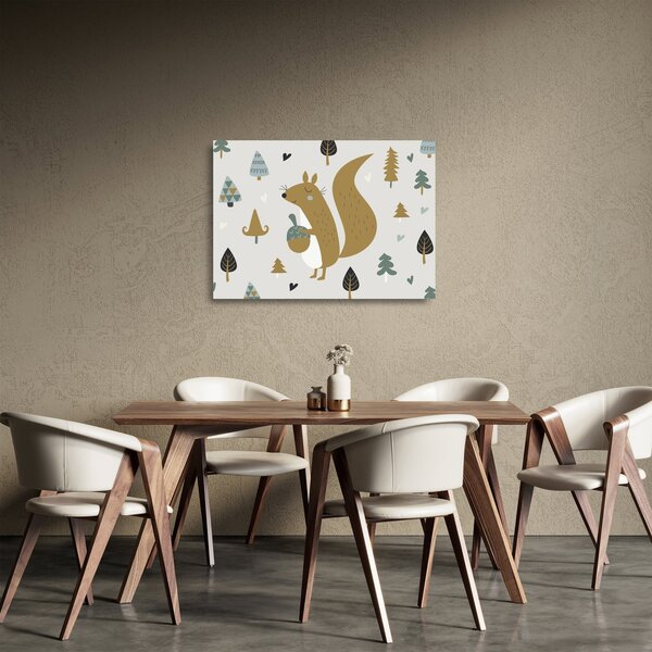 Obraz na szkle - Wiewiórka z orzechem (70x50 cm)