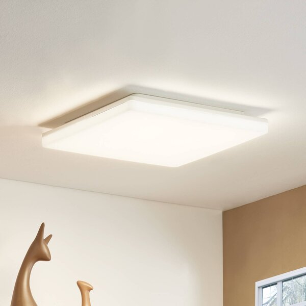 Lampa sufitowa LED Prios Artin, 33 cm, biały, kątowy, czujnik Artin PRIOS, biały / opal, łazienka, tworzywo sztuczne, nowoczesny