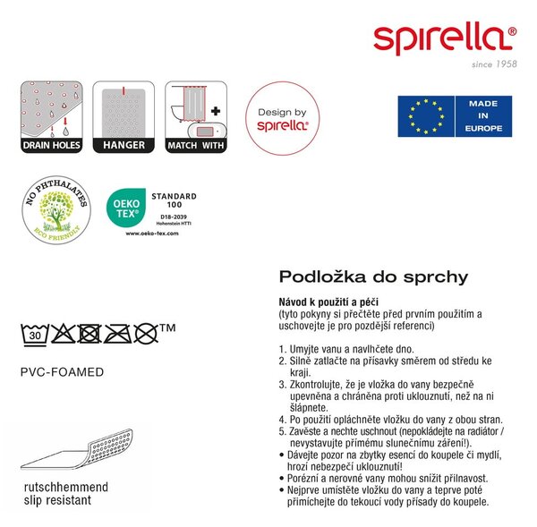 Mata antypoślizgowa pod prysznic 55x55 cm Bang – Spirella