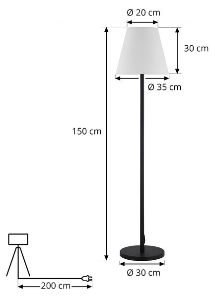 Lampa tarasowa Lucande Jaimy, czarna, aluminium, 150 cm Jaimy, czarny, tworzywo sztuczne, nowoczesny