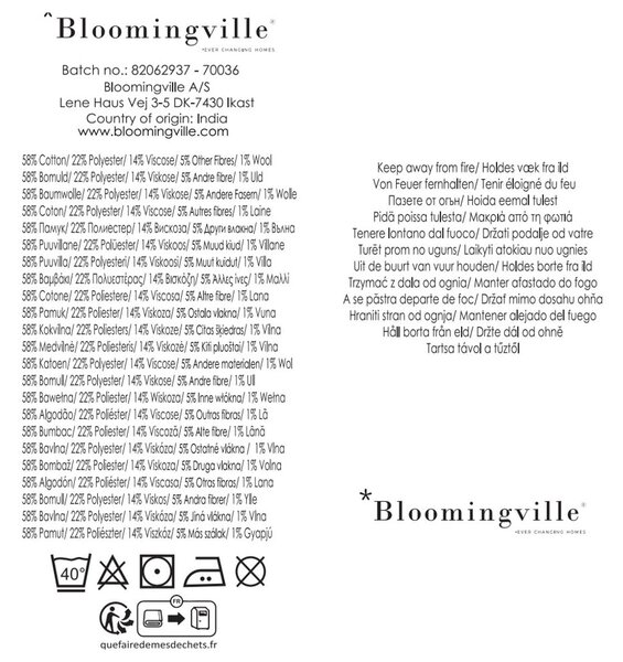 Niebiesko-beżowy koc z bawełny z recyklingu 130x160 cm Ethan – Bloomingville