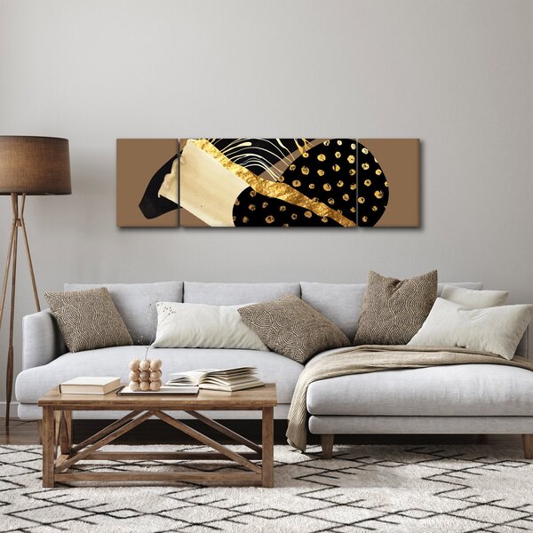 Obraz - Abstrakcja złotobrązowa N⁰1 (170x50 cm)