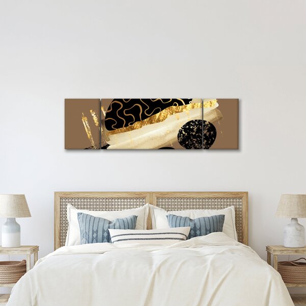 Obraz - Abstrakcja złotobrązowy N⁰3 (170x50 cm)