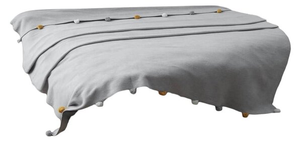 Szara polarowa narzuta 150x200 cm Pom Pom – Mijolnir