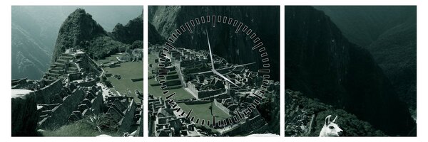 Obraz - Lamy w Machu Picchu w Peru (z zegarem) (90x30 cm)