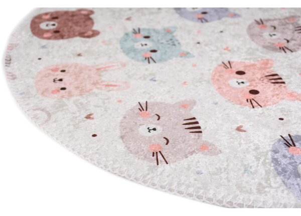 Dywan dziecięcy odpowiedni do prania w kolorze kości słoniowej ø120 cm Cute Animals – Vitaus