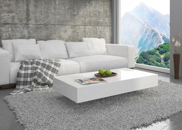 Niski stolik kawowy Pixel 120x60 cm, kolor biały połysk