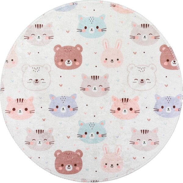 Dywan dziecięcy odpowiedni do prania w kolorze kości słoniowej ø120 cm Cute Animals – Vitaus