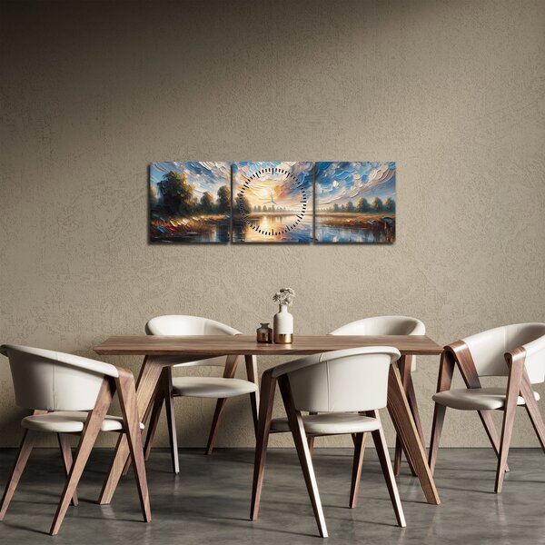 Obraz - Obraz słońca nad wodą (z zegarem) (90x30 cm)