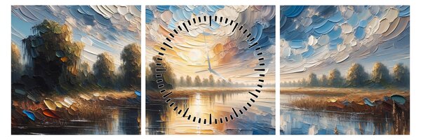 Obraz - Obraz słońca nad wodą (z zegarem) (90x30 cm)