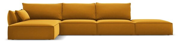 Musztardowy aksamitny narożnik (lewostronny/z szezlongiem) Vanda – Mazzini Sofas