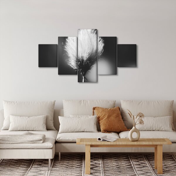 Obraz - Czarno-biała trawa bawełniana (125x70 cm)