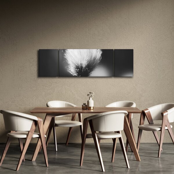 Obraz - Czarno-biała trawa bawełniana (170x50 cm)