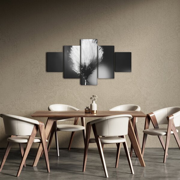 Obraz - Czarno-biała trawa bawełniana (125x70 cm)
