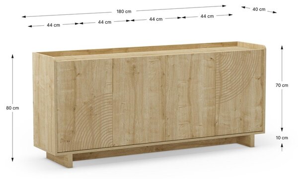Komoda w dekorze dębu w naturalnym kolorze 180x80x40 cm Daira – Marckeric