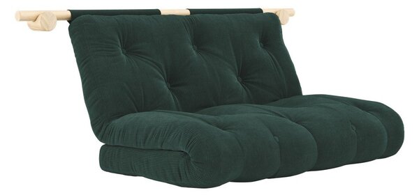 Ciemnozielona sztruksowa rozkładana sofa 135 cm Hooked – Karup Design