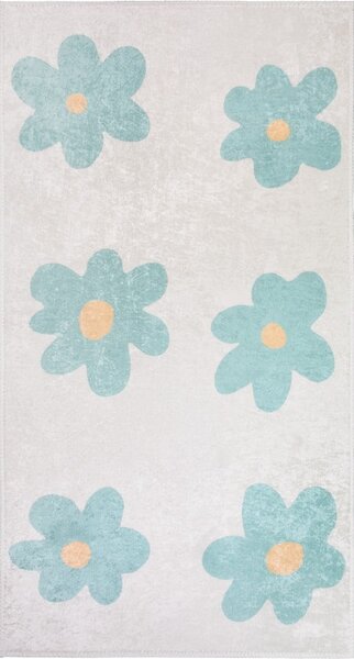 Miętowo-kremowy dywan dziecięcy odpowiedni do prania 60x100 cm Cute Flowers Green – Vitaus