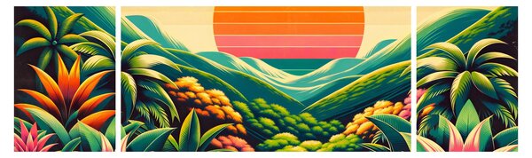 Obraz - Kolorowy zachód słońca (170x50 cm)