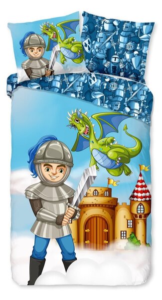 Niebieska bawełniana pościel dziecięca jednoosobowa 140x220 cm Knight – Good Morning