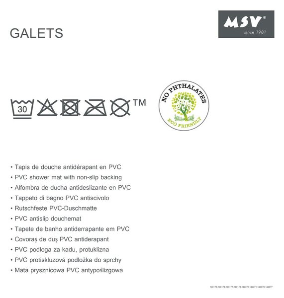 Mata antypoślizgowa pod prysznic 53x53 cm Galets – MSV