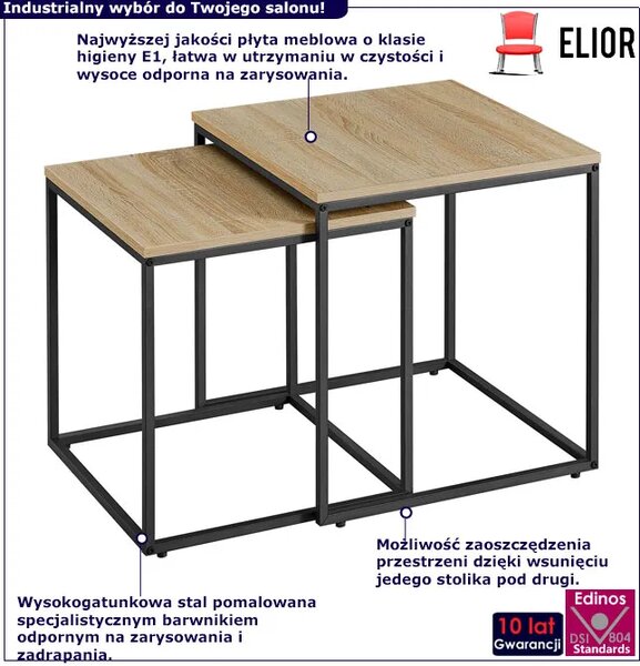 Komplet stolików kawowych kwadratowych 2w1 dąb sonoma B4-D48