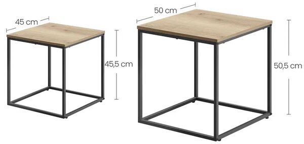 Komplet stolików kawowych kwadratowych 2w1 dąb sonoma B4-D48
