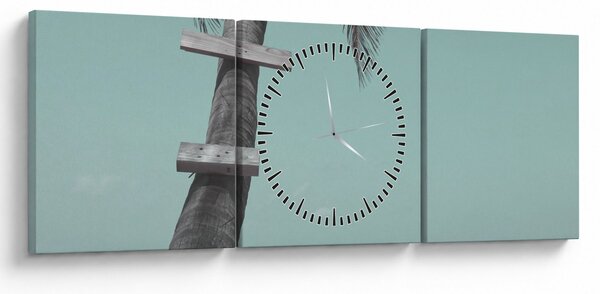 Obraz - Palma na Karaibach (z zegarem) (90x30 cm)