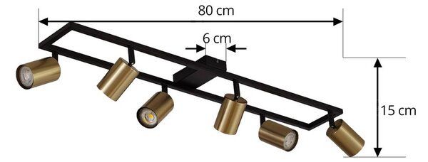 Lindby Reflektor sufitowy Bravius, mosiądz, 6-punktowa konstrukcja, żelazo Bravius Lindby, możliwość ściemniania, czarny, przedpokój, metal, nowoczesny