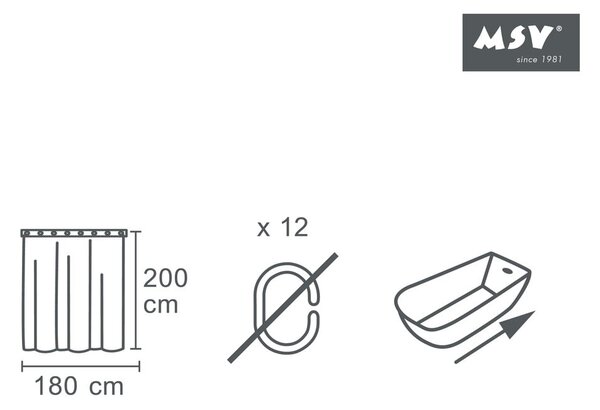Zasłona prysznicowa 180x200 cm Sugar – MSV