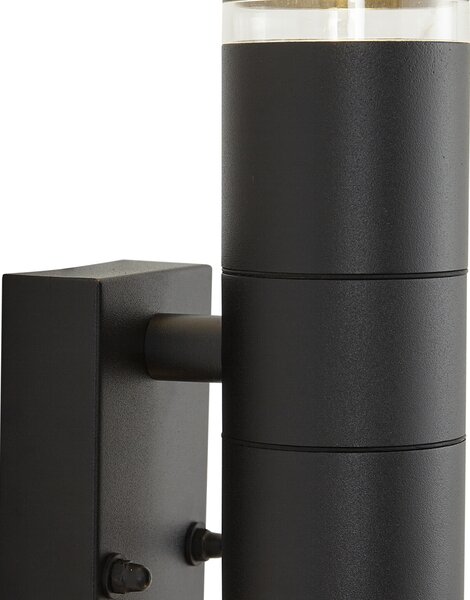 Nowoczesna lampa ścienna zewnętrzna czarna 2-punktowa IP44 z czujnikiem ruchu - Dubbla