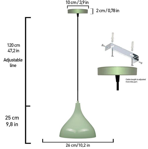 Lampa wisząca Adash ROYALTECH, możliwość ściemniania, zielony, salon / jadalnia, metal