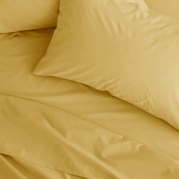 Żółte prześcieradło z perkalu z gumką 90x190 cm Easy Iron Percale – Catherine Lansfield