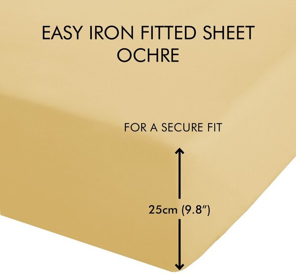 Żółte prześcieradło z perkalu z gumką 90x190 cm Easy Iron Percale – Catherine Lansfield
