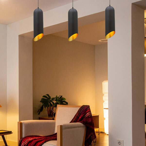 Lampa wisząca Kerina ROYALTECH, możliwość ściemniania, czarny, salon / jadalnia, metal, nowoczesny