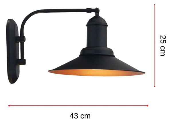 Kinkiet Lorato ROYALTECH, możliwość ściemniania, czarny, salon / jadalnia, metal, vintage