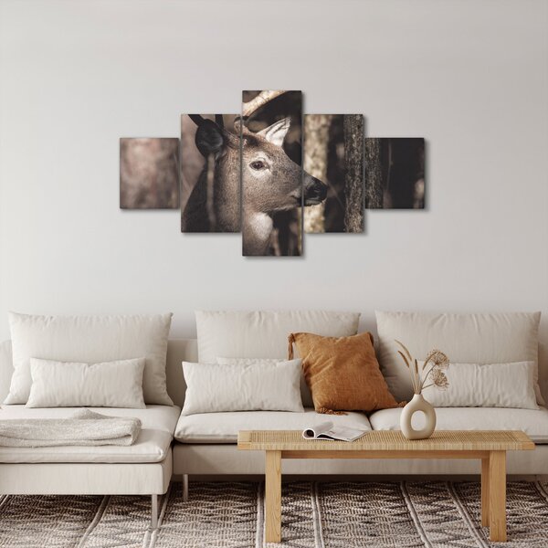 Obraz - Jeleń w lesie (125x70 cm)