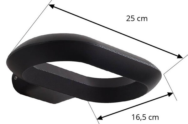 Kinkiet zewnętrzny LED LOOP Lucande, czarny, metal, nowoczesny