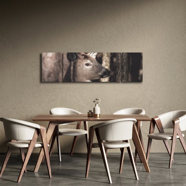 Obraz - Jeleń w lesie (170x50 cm)