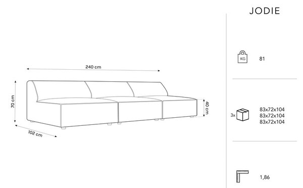 Zielona sofa 240 cm Jodie – Micadoni Home
