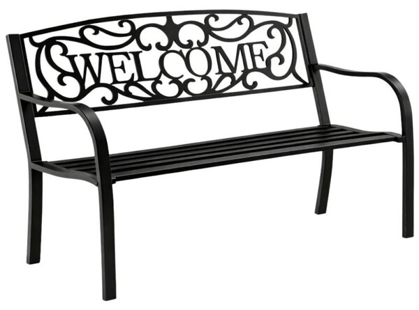 LEAN 29322 Metalowa ławka ogrodowa 127 × 61 × 87 cm, czarna