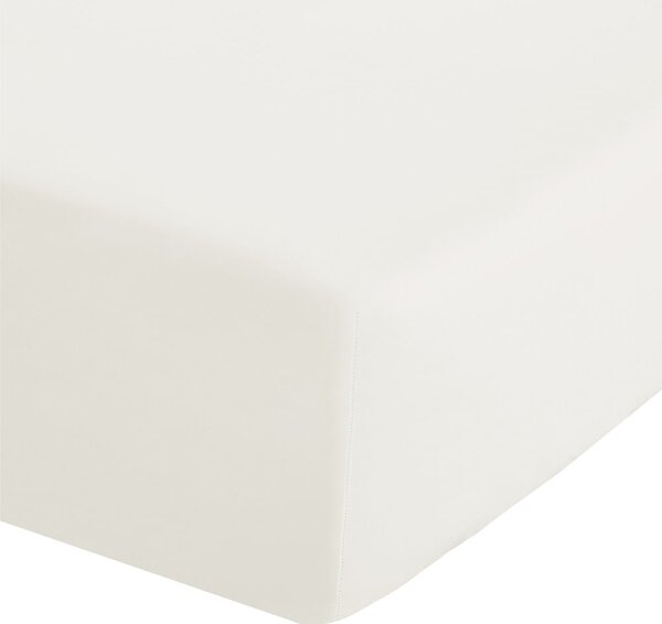 Kremowe prześcieradło z perkalu z gumką 90x190 cm Easy Iron Percale – Catherine Lansfield