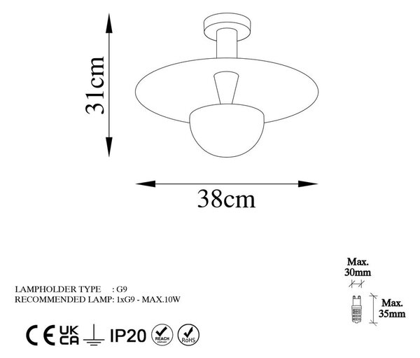 Lampa sufitowa w kolorze miedzi z metalowym kloszem ø 38 cm Kurt – Opviq lights