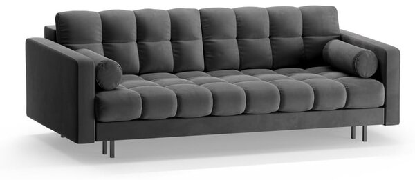 Ciemnoszara aksamitna rozkładana sofa ze schowkiem 222 cm Bali – Cosmopolitan Design