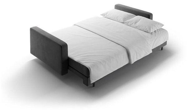 Ciemnoszara aksamitna rozkładana sofa ze schowkiem 222 cm Bali – Cosmopolitan Design