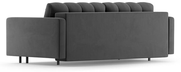 Ciemnoszara aksamitna rozkładana sofa ze schowkiem 222 cm Bali – Cosmopolitan Design